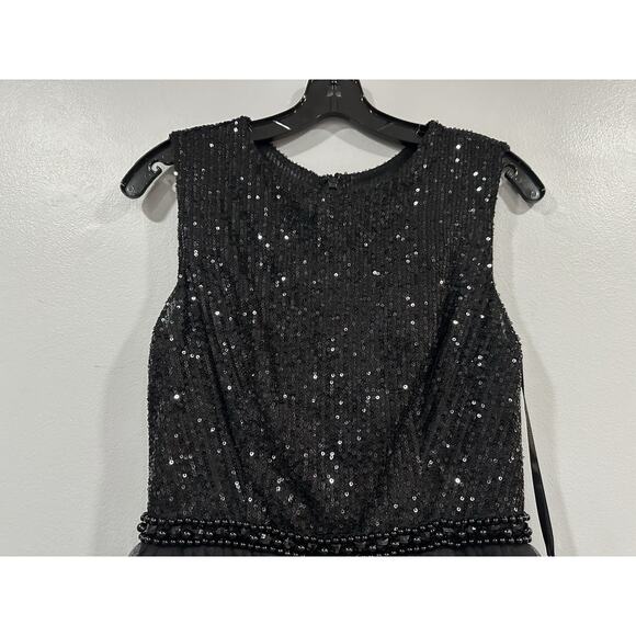 Mac Duggal 27055 Black Ruffle Tiered High Neck Sequined Gown Sz 2 NEW - Picture 3 of 7